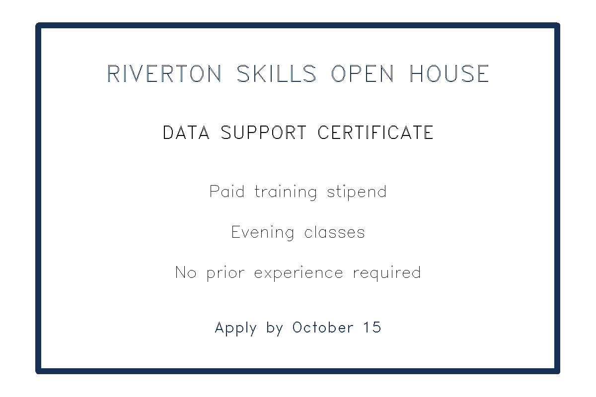 A fictional Riverton workforce training flyer. A complete text transcript follows.